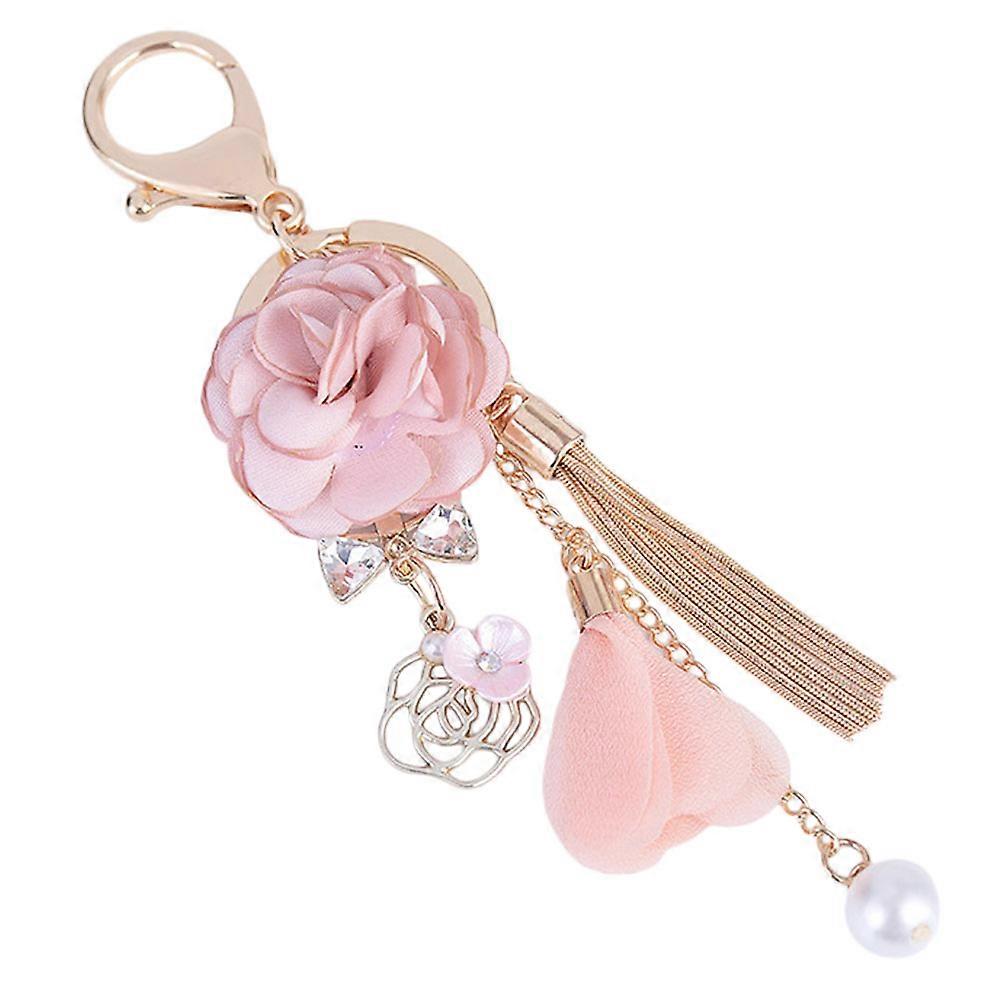 Flower Shape Keychain Korean Style Cloth Material Cute Design For Bag Charm Everyday Use 1Pack