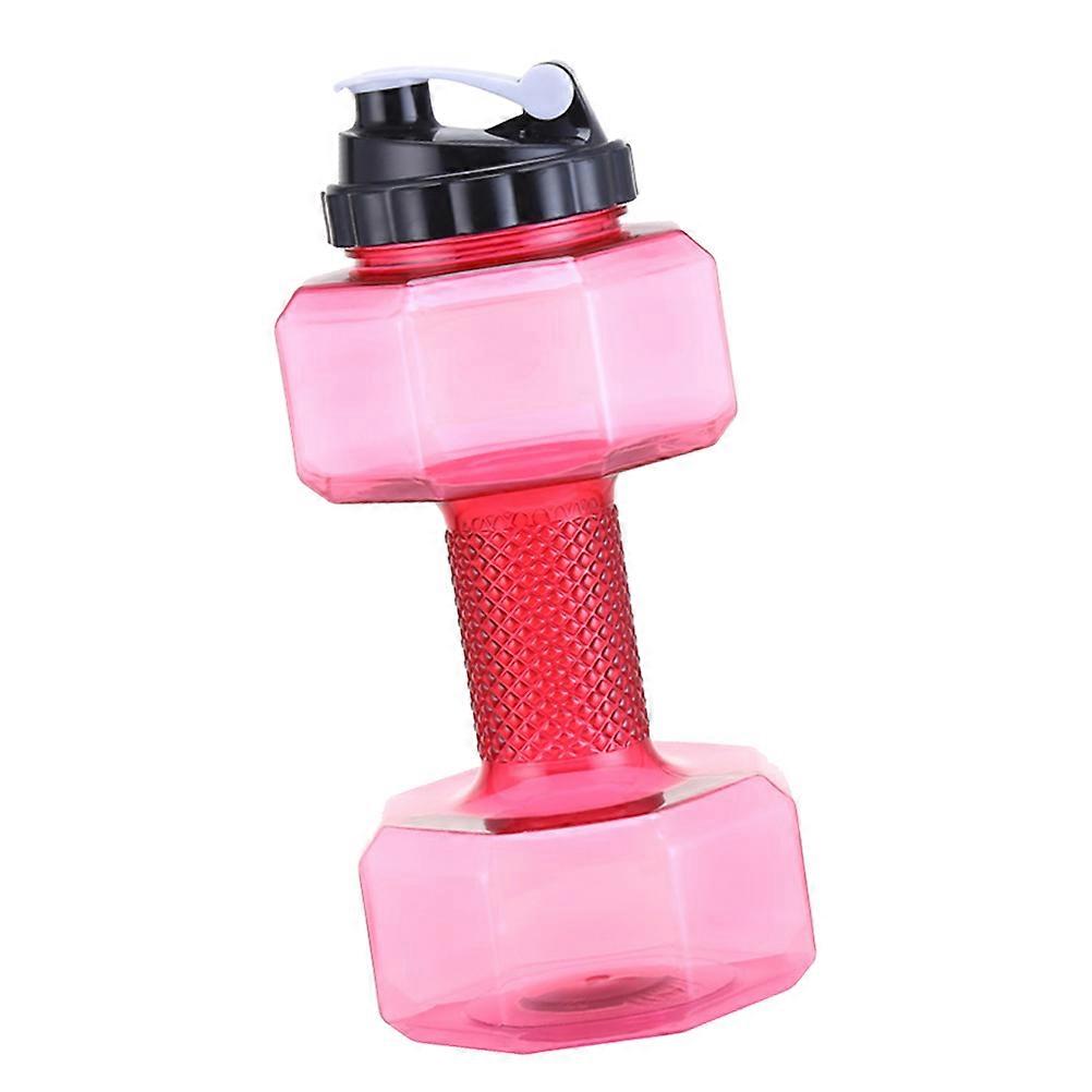 Red Dumbbell Shaped Water Bottle for Fitness Use Made of Safe Plastic with Large Capacity 1Pc