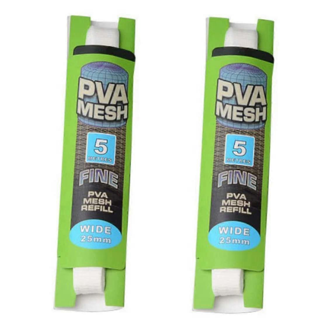 PVA Mesh Fishing Net Refill, Universal Water Soluble 25mm x 5m Bait Bag, Small Size, White, 2 Pieces