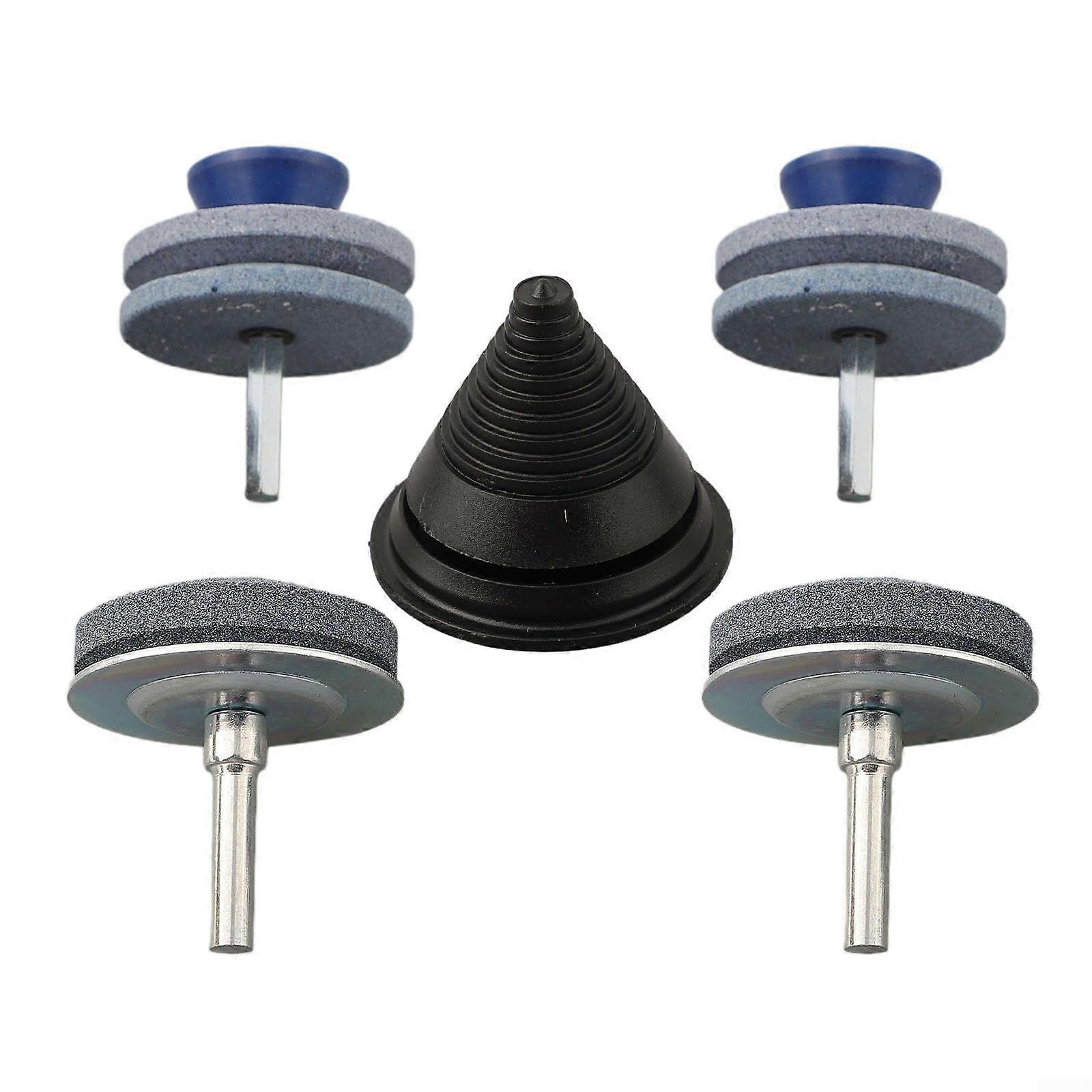 DoubleLayer Lawn Mower Blade Sharpener Set, Fits Lawn Mower Blades for Any Drill, Hand Drill, DoubleLayer Grinding Stones (1)