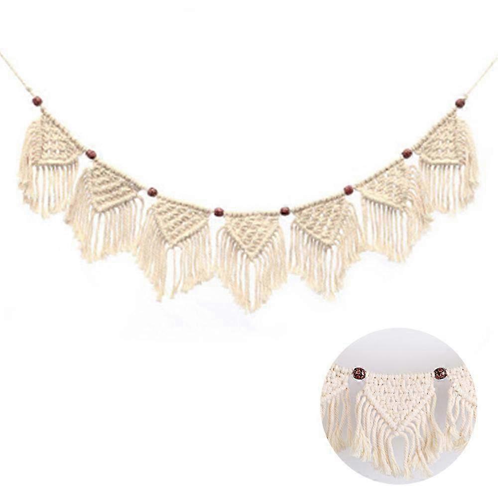 Macrame Woven Tassel Garland Wall Hanging - Boho Decorative Wall Decor for Home & Living Spaces
