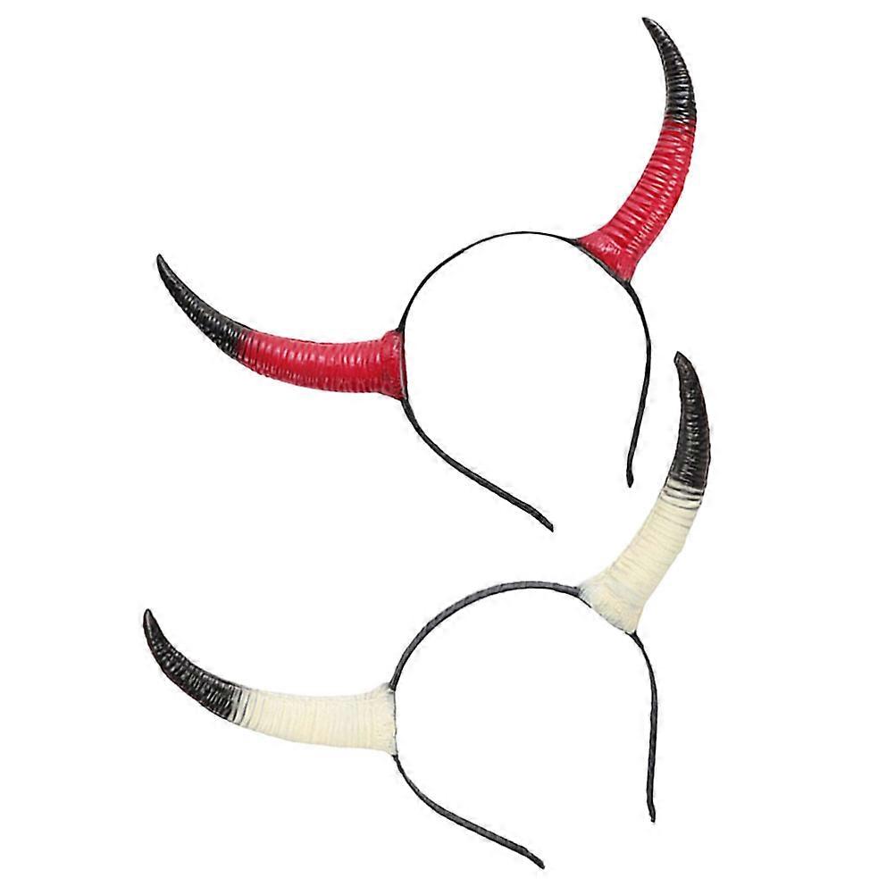 2Pcs Role-Playing Devil Ox Horn Headband Cosplay Accessory Suitable For Halloween Party In Assorted Color Ideal For Fun Events