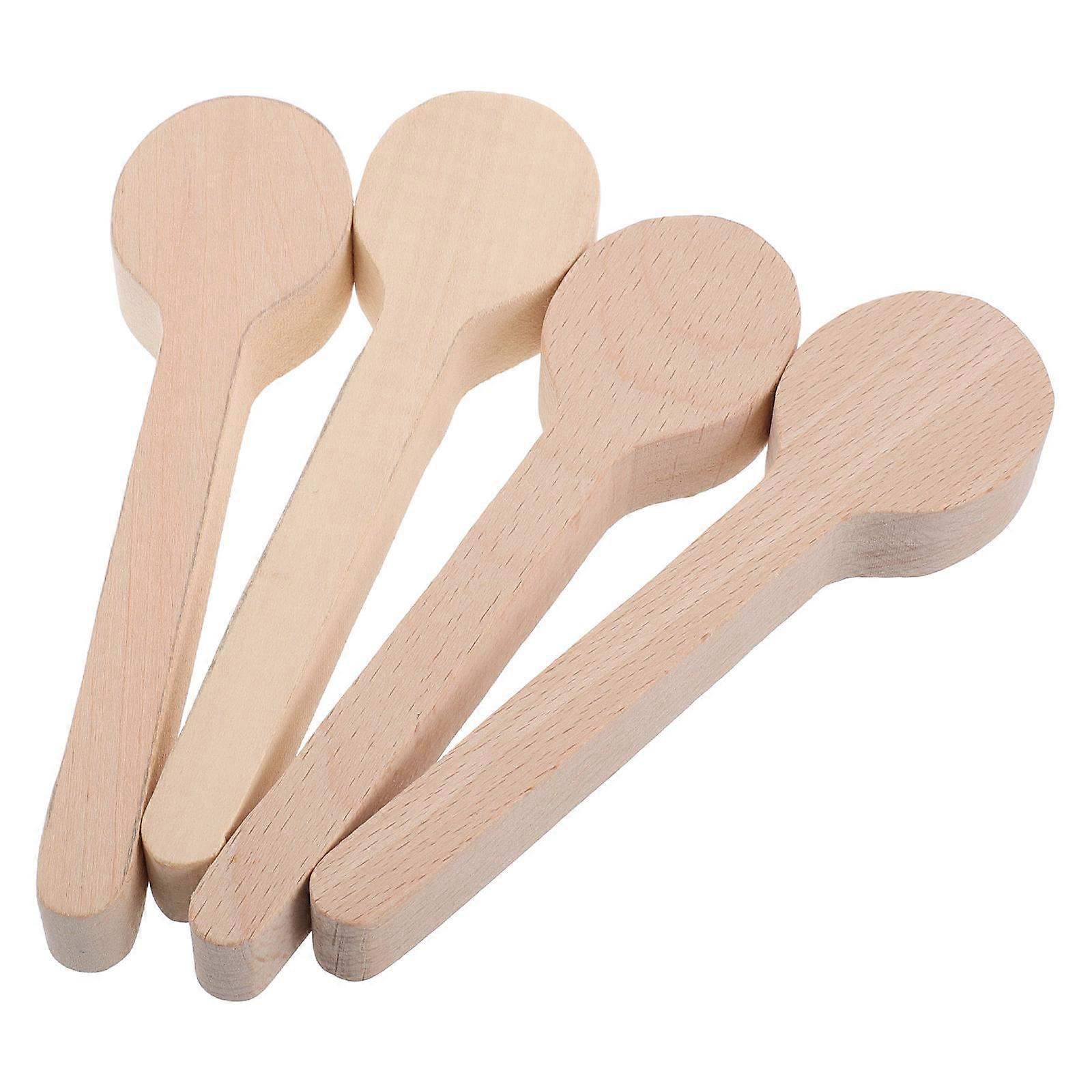 Wooden Spoon Blanks for DIY Unfinished Natural Beech Wood Molds Ideal for Creative Presents and Craft Projects 4 Pieces