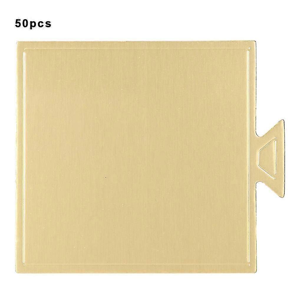 50 Pcs Square Gold Paperboard Mousse Cake Display Trays - Premium Display Holder Pads for Desserts & Pastries