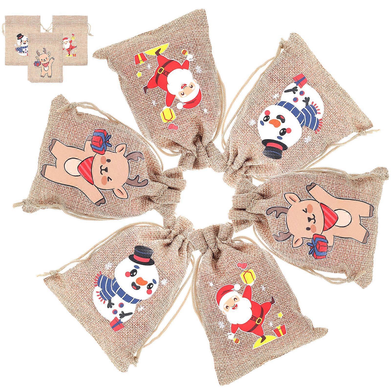 Handmade Printing Rectangular Gift Wrapping Bag Suitable For Christmas Party And Festival In 14X10CM Size 6Pcs