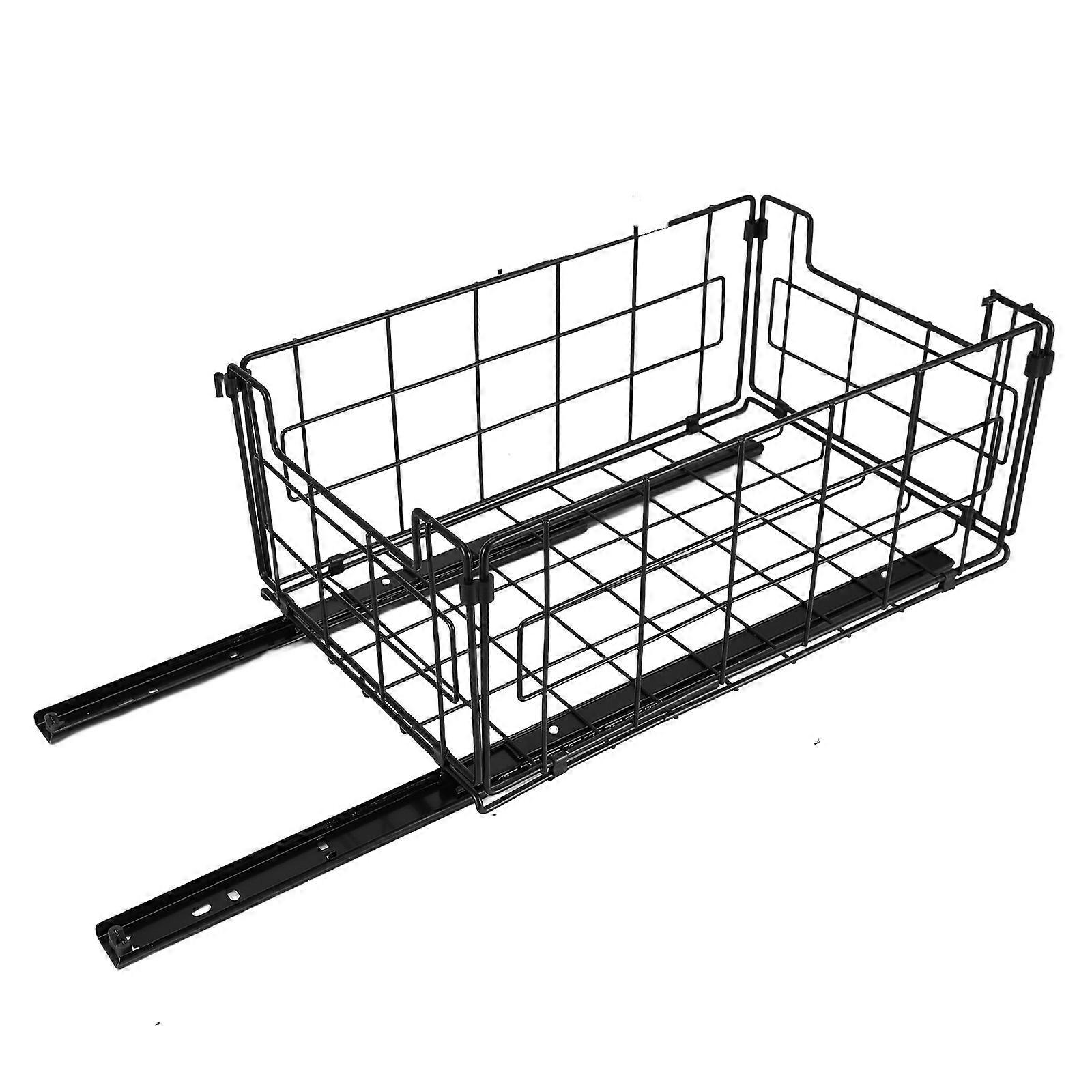 Multi-functional Cabinet Pull-out Storage Basket Single Layer Slide Rail Pull-out Basket Black