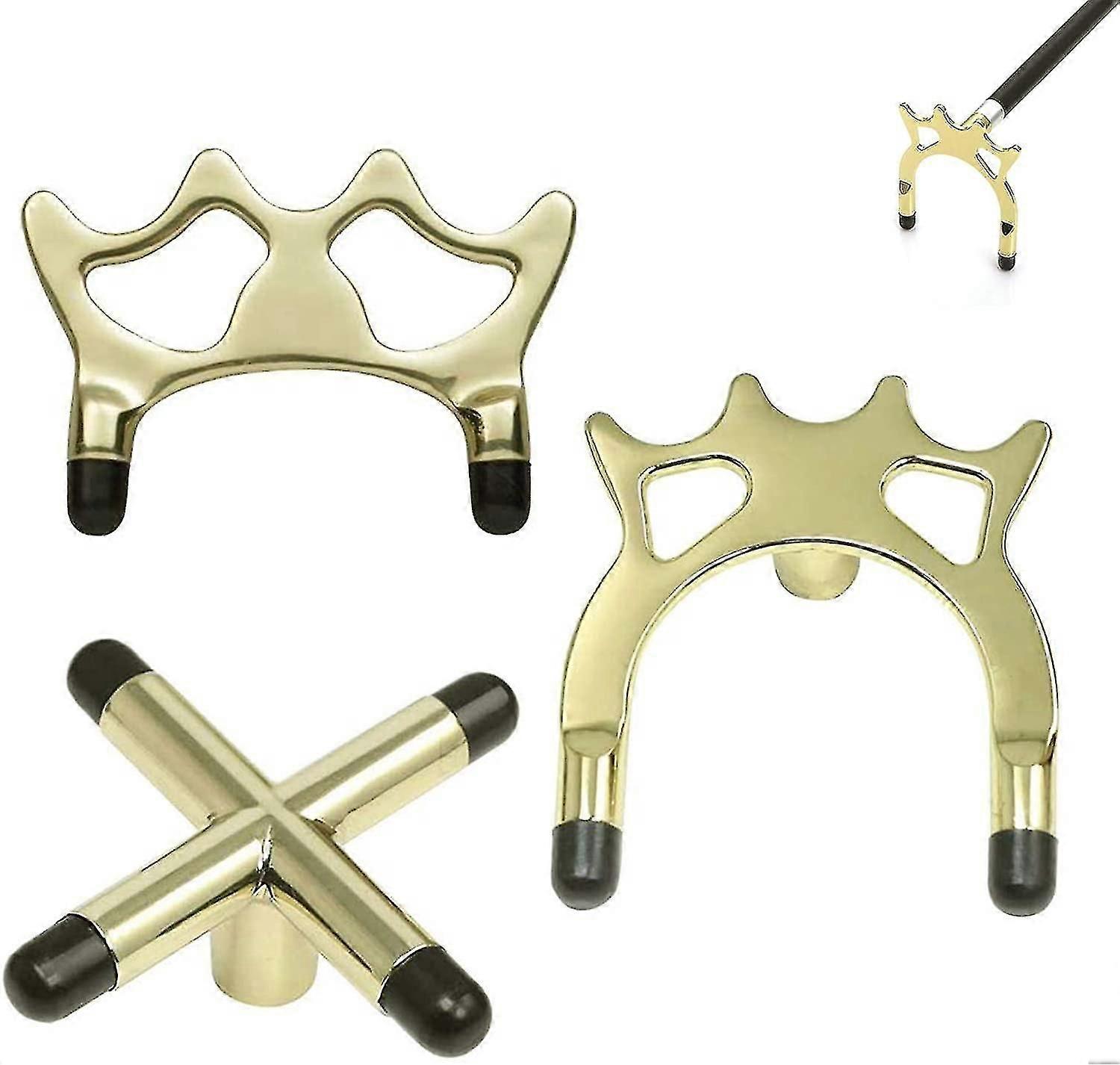 Non-Slip Billiard Bridge Head Rest - Metal Frame Cue Set for Snooker & Pool (Gold, 3pcs)