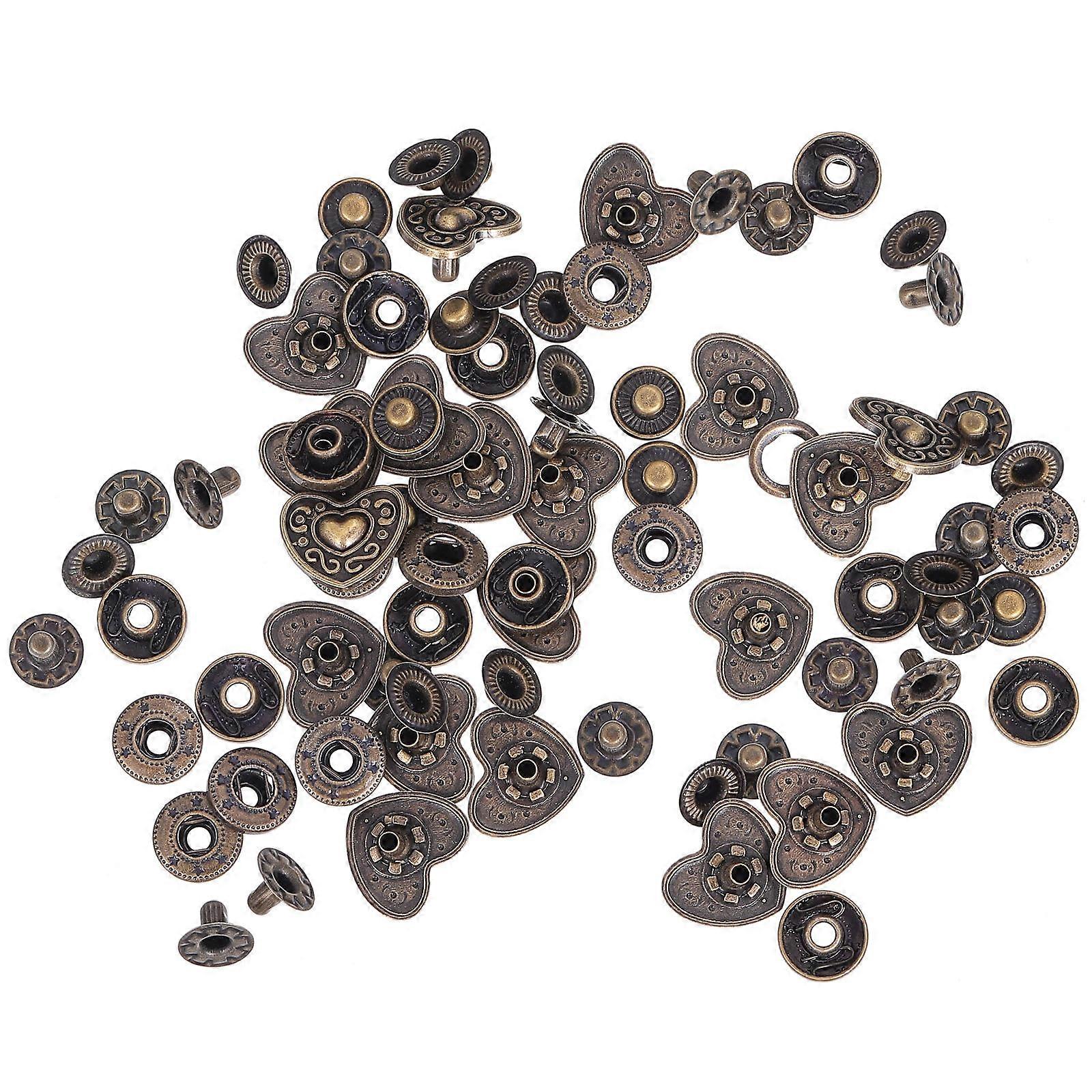 Zinc Alloy Snap Fastener Dark Brown Retro Buttons for Sewing with Craftsmanship 20 Sets