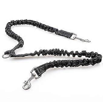 Triple Coupler Dog Bungee Leash  No-Tangle Walking Strap (Black, 1 Pc)