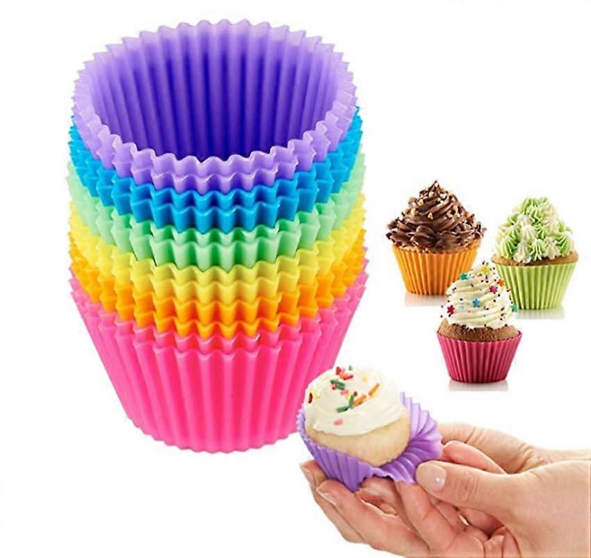 Reusable silicone baking molds, 12 pieces, multicolored (12 pieces)