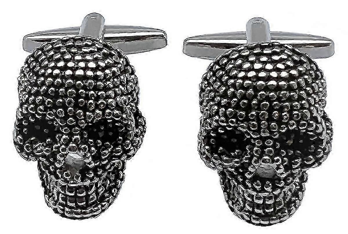 Skeleton Skull Cufflinks - Silver/Black IPI