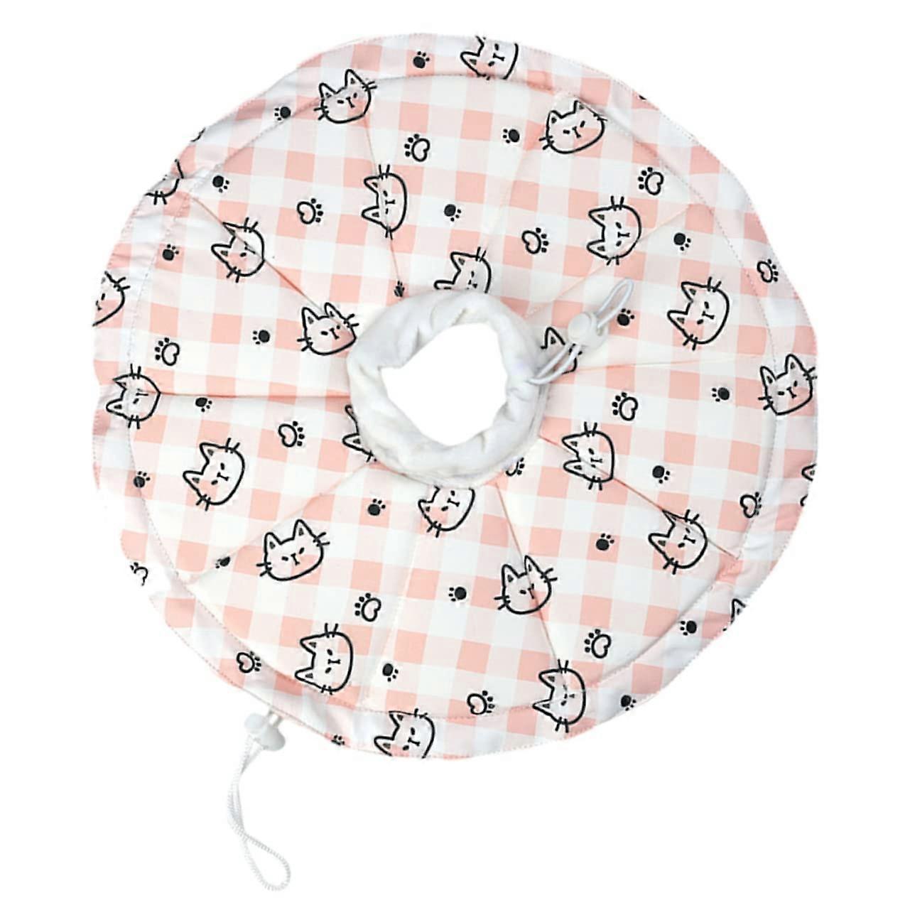 Cat Recovery Collar Soft After Surgery Adjustable Drawstring Breathable Neck Circle Decorative Pet Collar