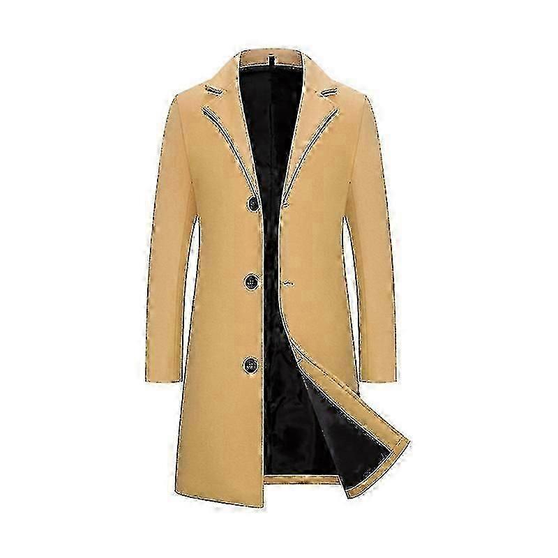 Menns enkeltspent lang trenchcoat peacoat overfrakk