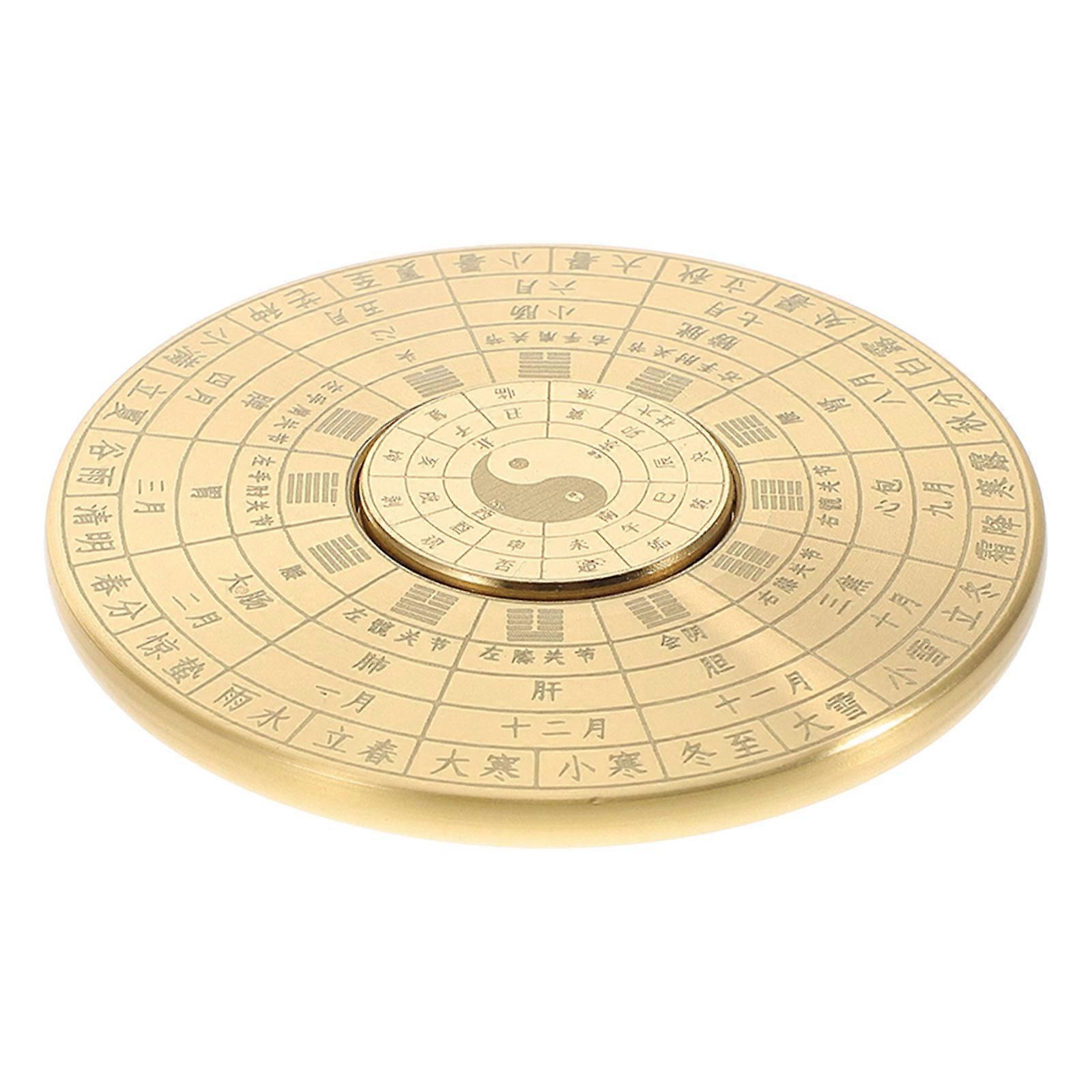 Golden Copper Chinese Compass with Bagua Design for Outdoor Use Portable Mini Size