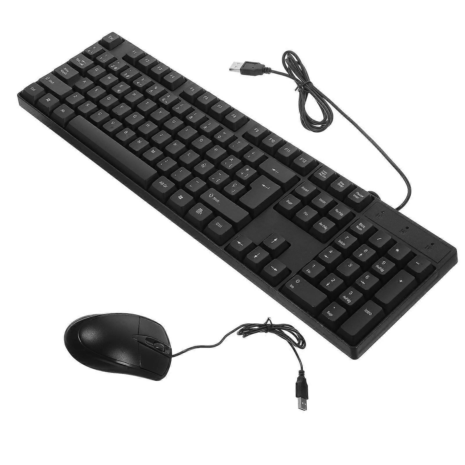 Full Size Wired Keyboard Mouse Combo for Gaming Use with ABS Material Black Color