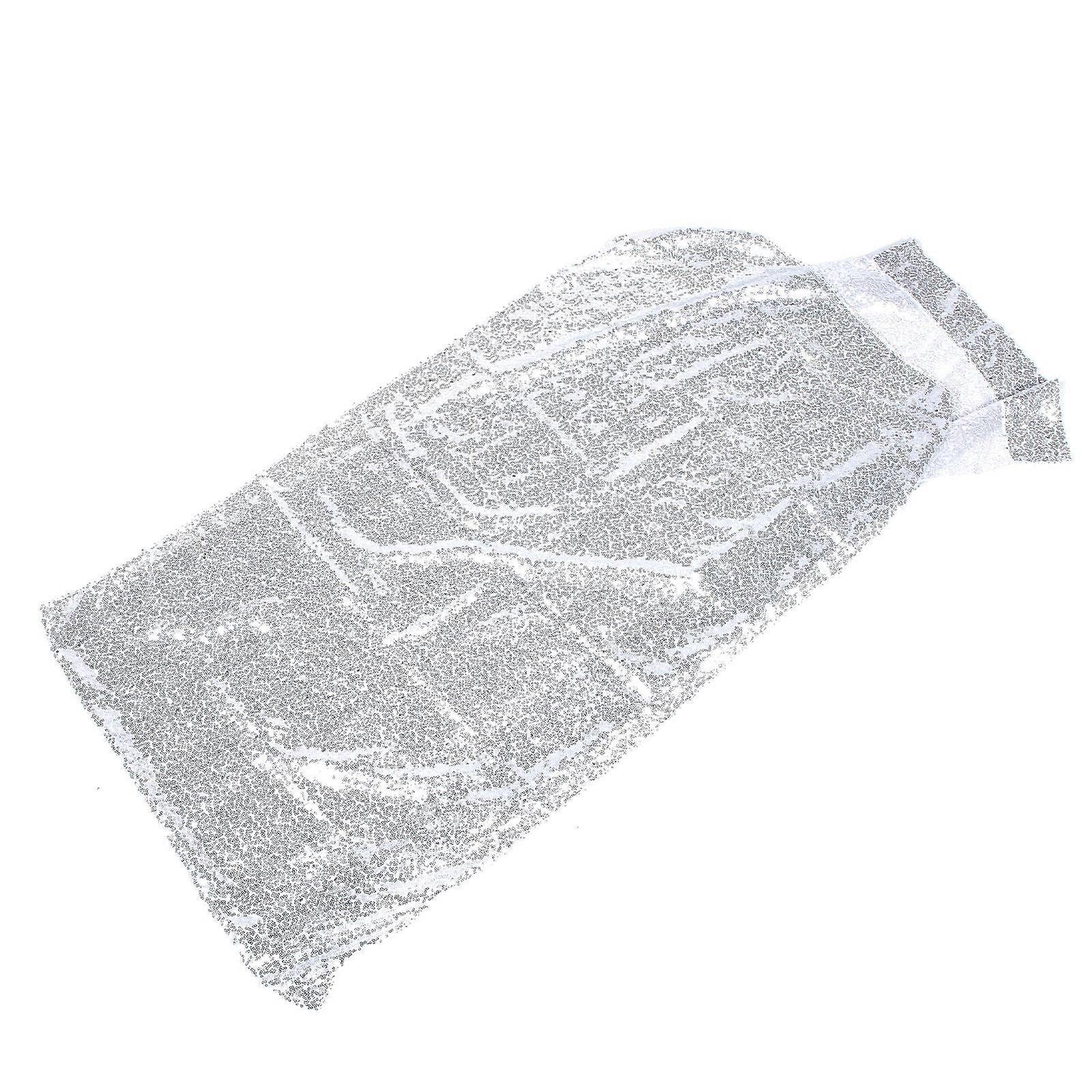 Silver Sequin Backdrop Curtain for Decorations Elegant Polyester Party Photo Background 70x140 Inches
