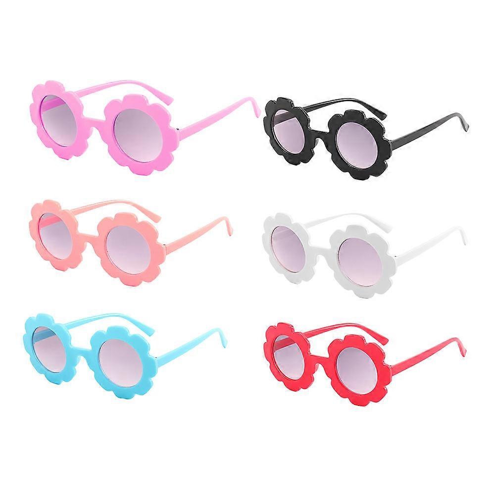 Innovative Design Sunflower Shape Kids Eyeglasses Suitable For Birthday Party Celebrations Assorted Color UV Protection 6Pcs