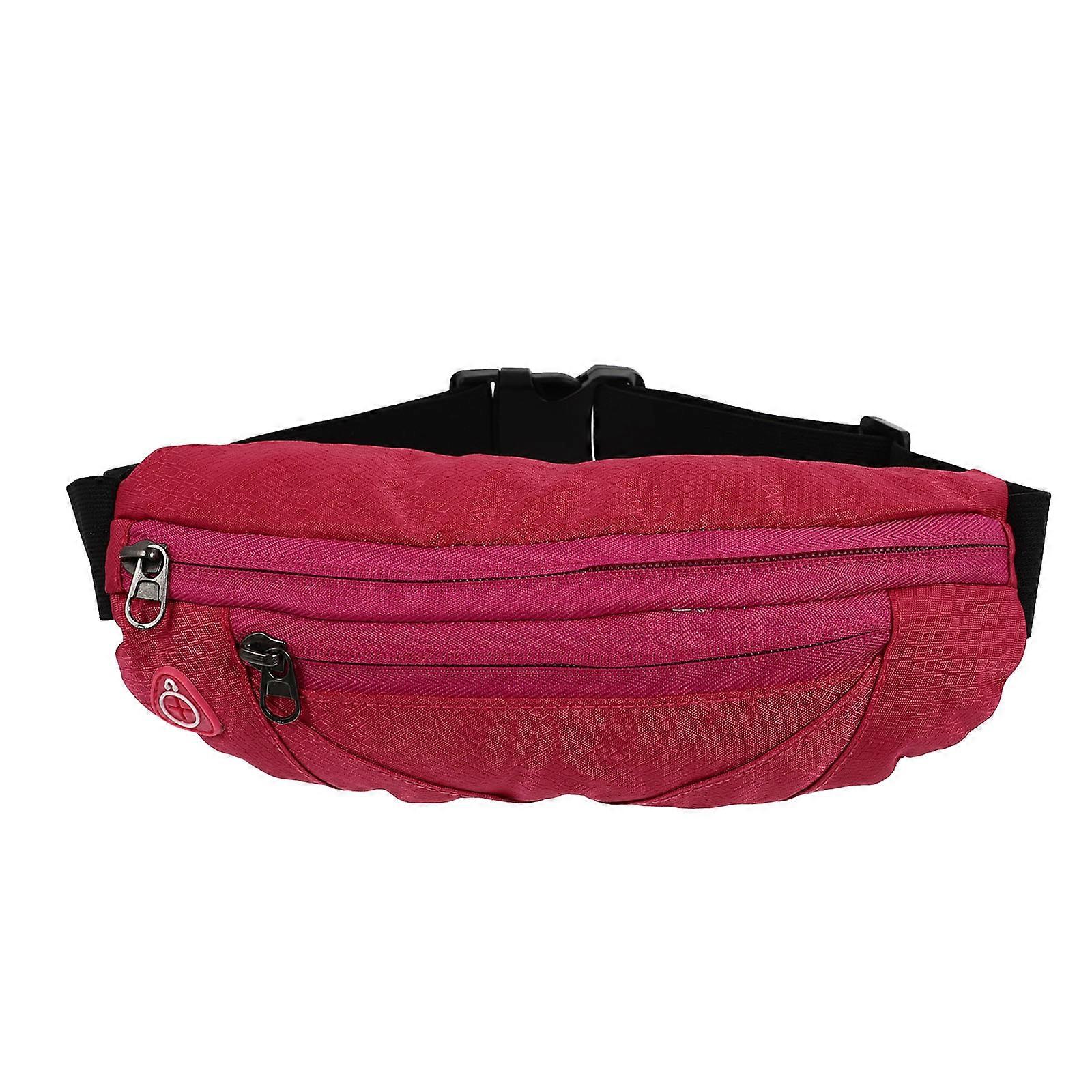 Lightweight Multifunctional Pink Waist Pack with Headphone Port, Zipper, and Separate Pockets for Running, Travel, and Outdoor Activities – Universal