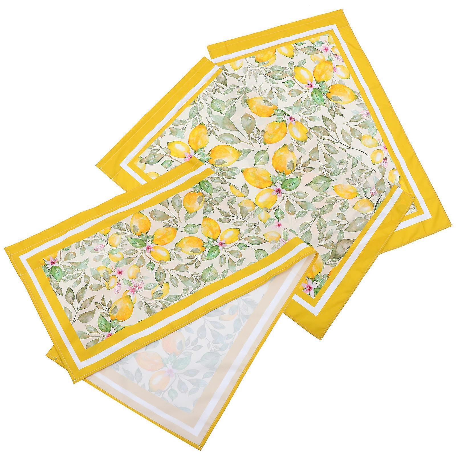 Lemon Prints Kitchen Window Valance 137x45cm Suitable For Home Kitchen Decoration 3Pcs Easy To Clean