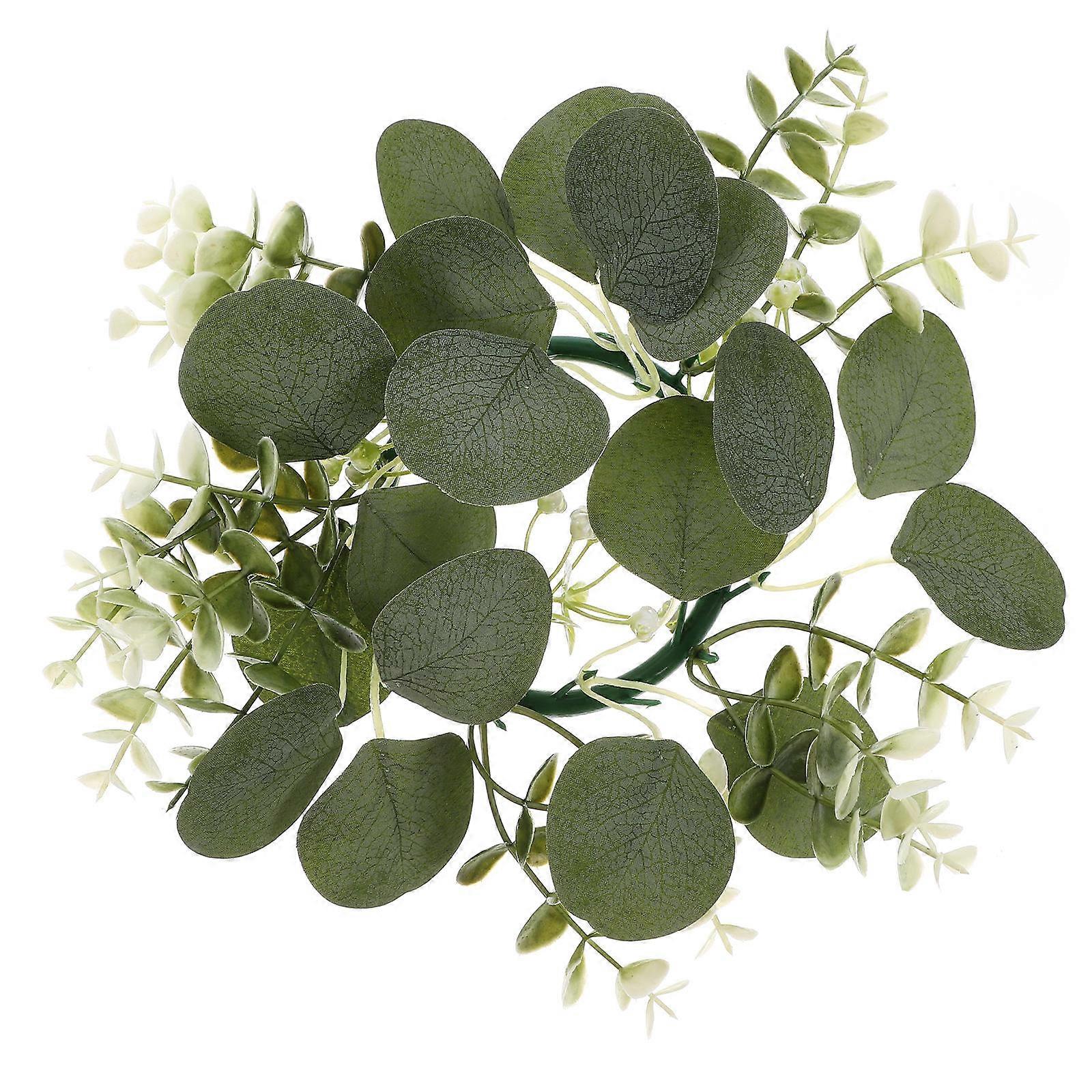 Greenery Candle Wreath with Lifelike Gypsophila and Small Green Leaves for Decoration PE Silk