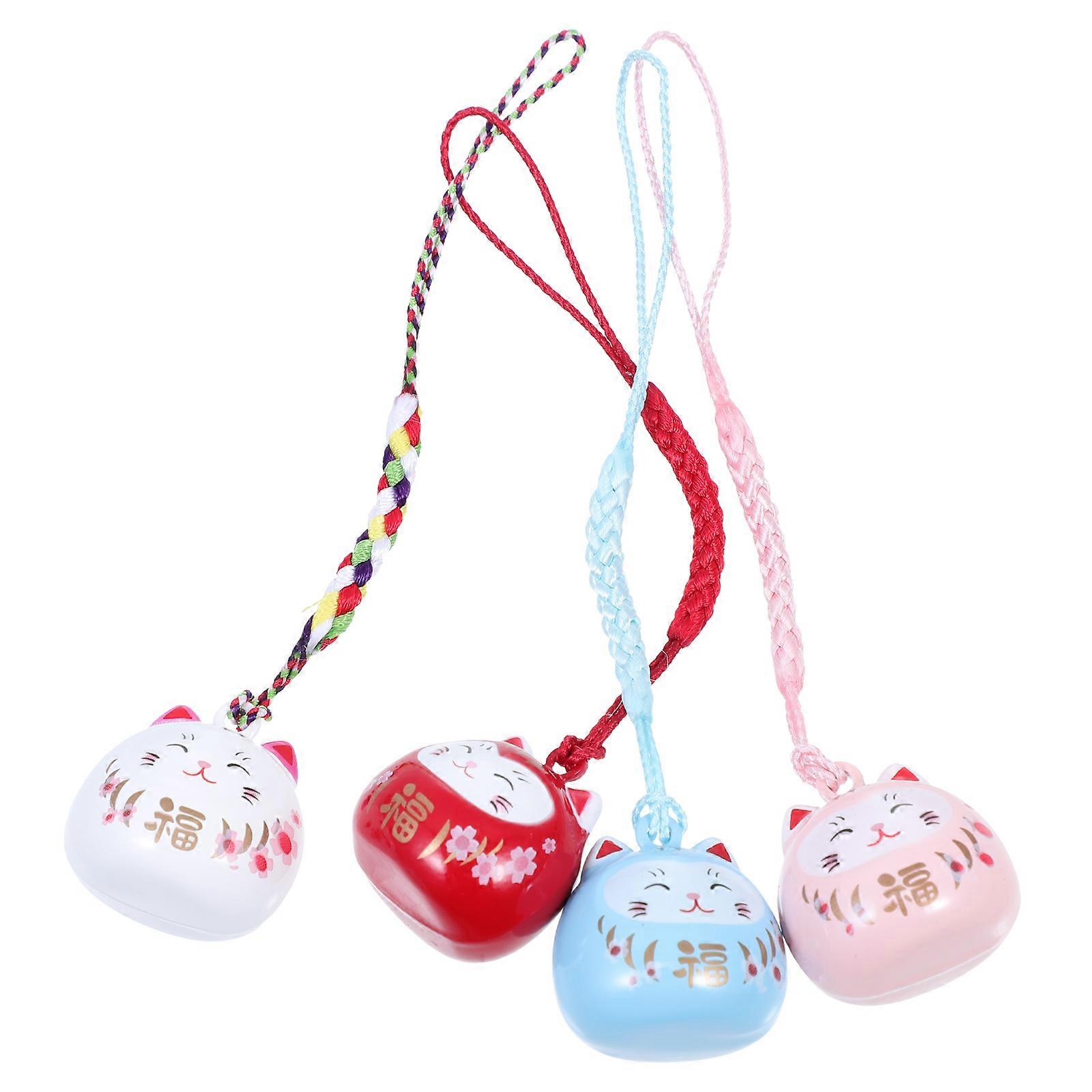 Fortune Cat Pendants 4Pcs Decorative Keychain Charm Cat Rope Style For Gift Giving And Decoration