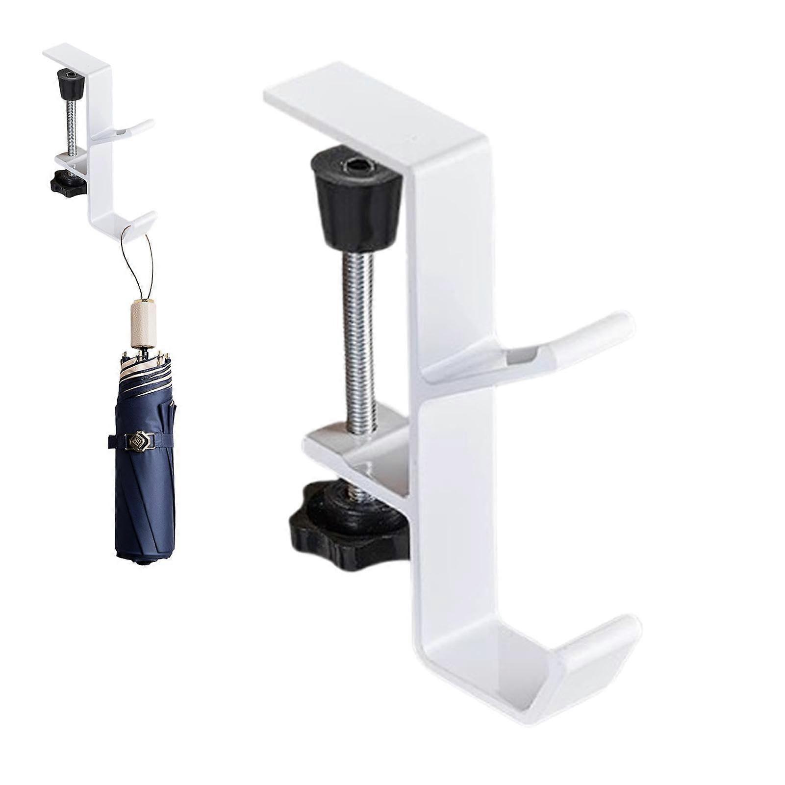 Clamp Hook Under Desk Clamp for Adjustable Helmet Mount, Double Hooks, Space-Saving Design, Compatible with White Desks