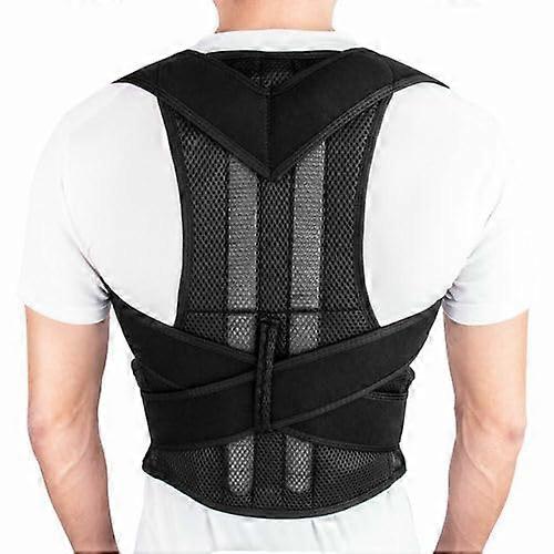 Posture Corrector Adjustable Back Brace Shoulder Support Clavicle Belt for Men and Women, Black, Size XL