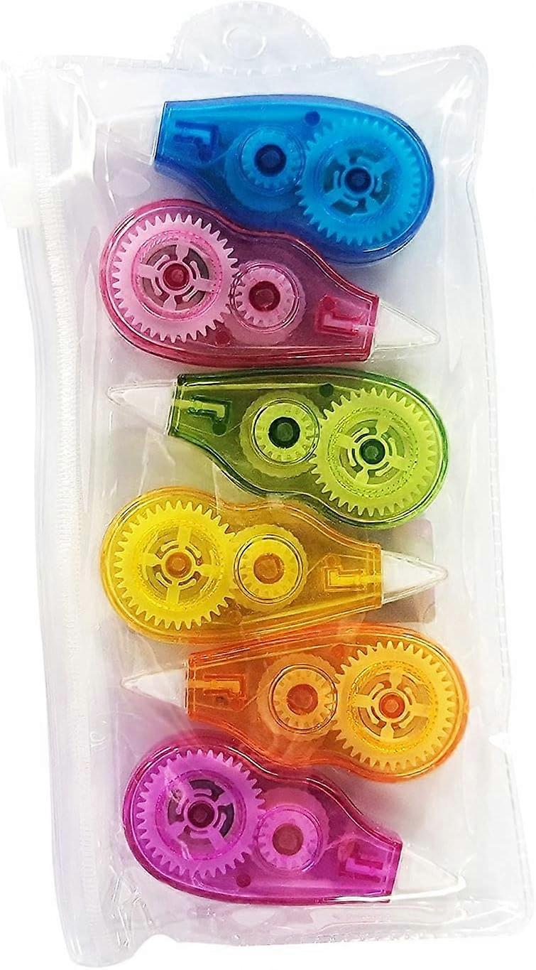 Correction tape to correct wrong writing at any time, for note taking, journal, 6-pack, 6 colors. (Width: 5mm Length: 4m)