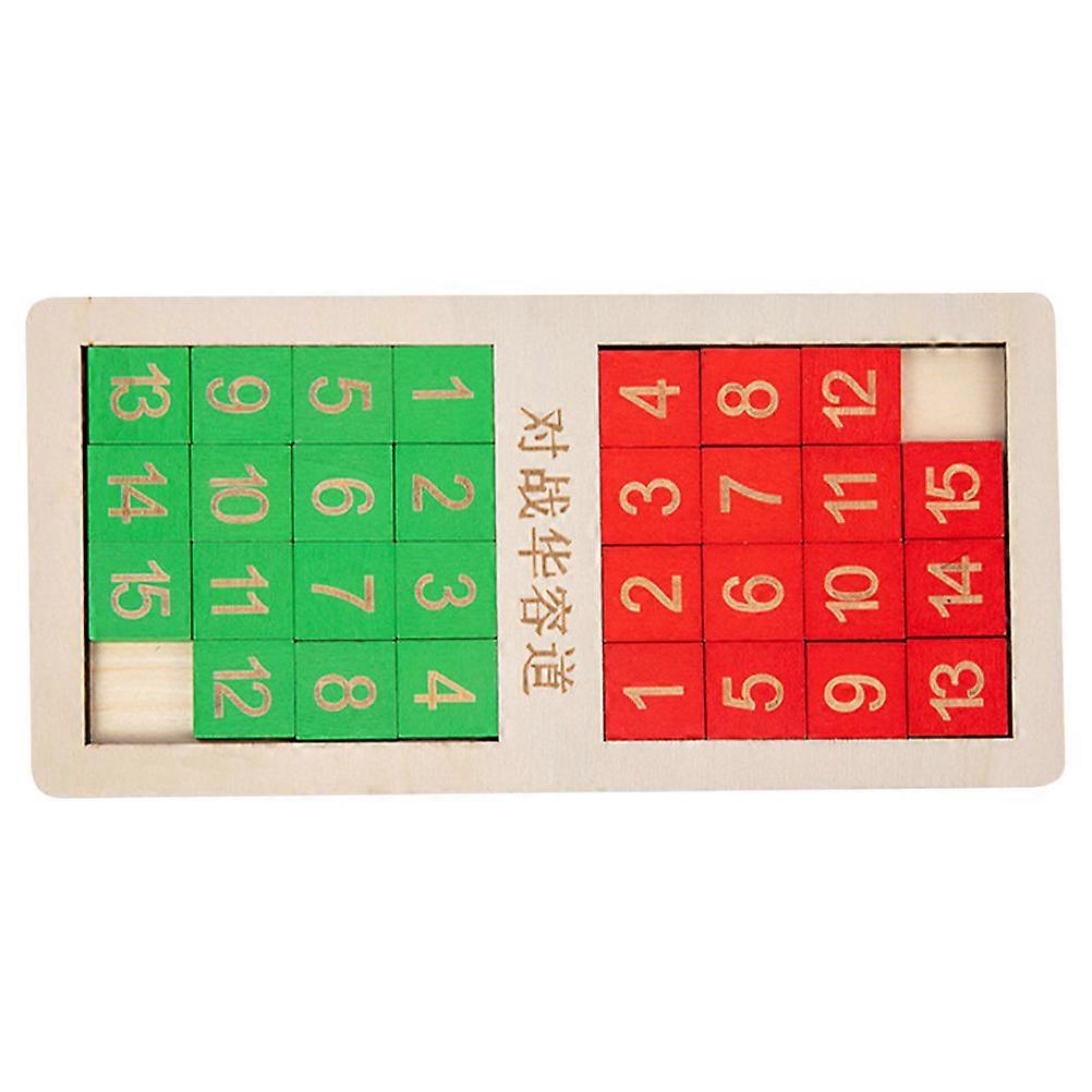 Educational Toy Sliding Number Puzzle Tabletop Gaming Red Wooden Promotes 1Pack Cognitive Training