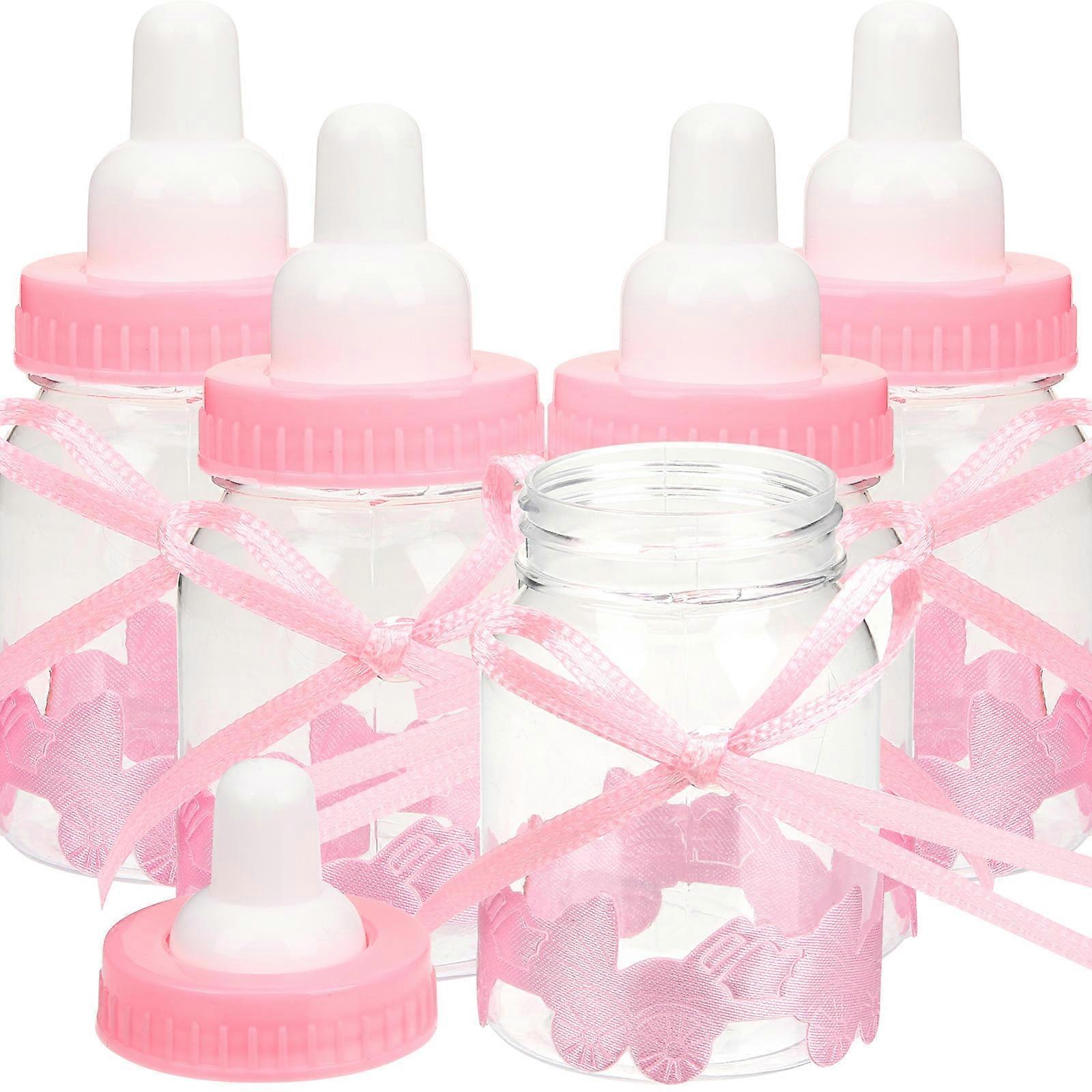 24 زجاجة حليب وردي جميلة لتخزين الحلوى وهدايا الحفلات رائعة لهدايا استحمام الطفل