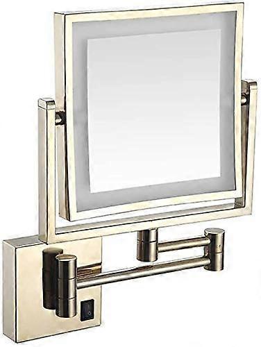 Bathroom LED Makeup Mirror With Light Square Frame Single-Sided Wall Mounted 3X Magnification