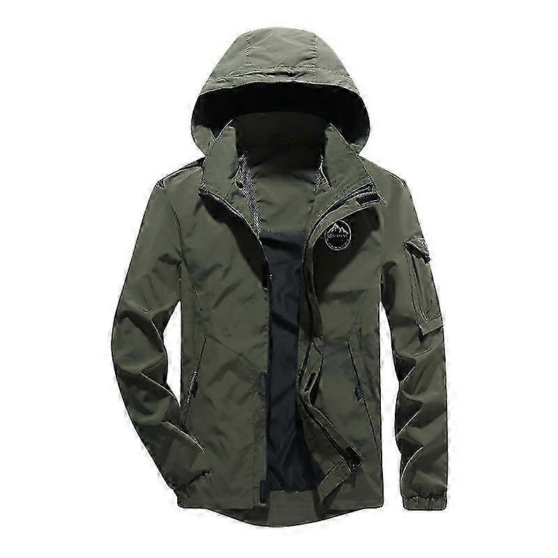 Hooded Men's Jacket - Loose Fit Plus Size Work Coat with Multiple Pockets