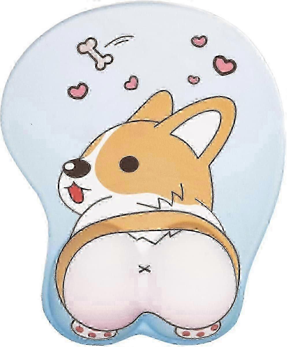 Cute Kawaii Corgi Anime Mouse Pad with Wrist Rest, Ergonomic Comfortable Computer Mousepad