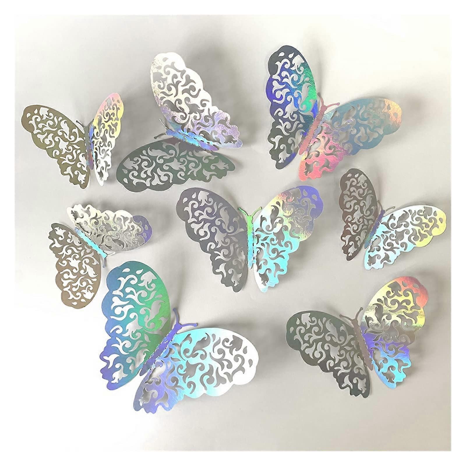 12pcs Colorful Butterfly Wall Sticker Metal Texture DIY Craft Supplies