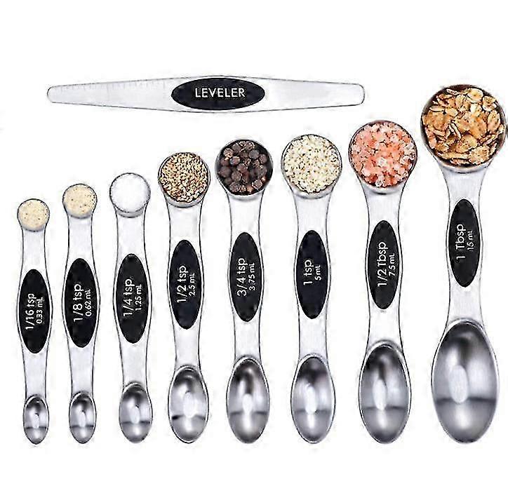 Magnetic Measuring Spoons Set, Dual Sided, Stainless Steel, Fits in...