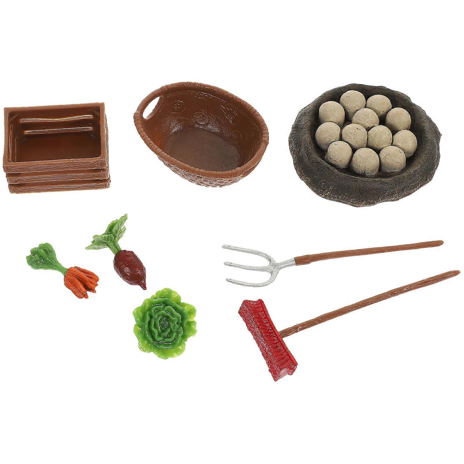 Farm Toys Kit with Realistic Vegetable and Tool Models for Kids Made of Durable Plastic Multi