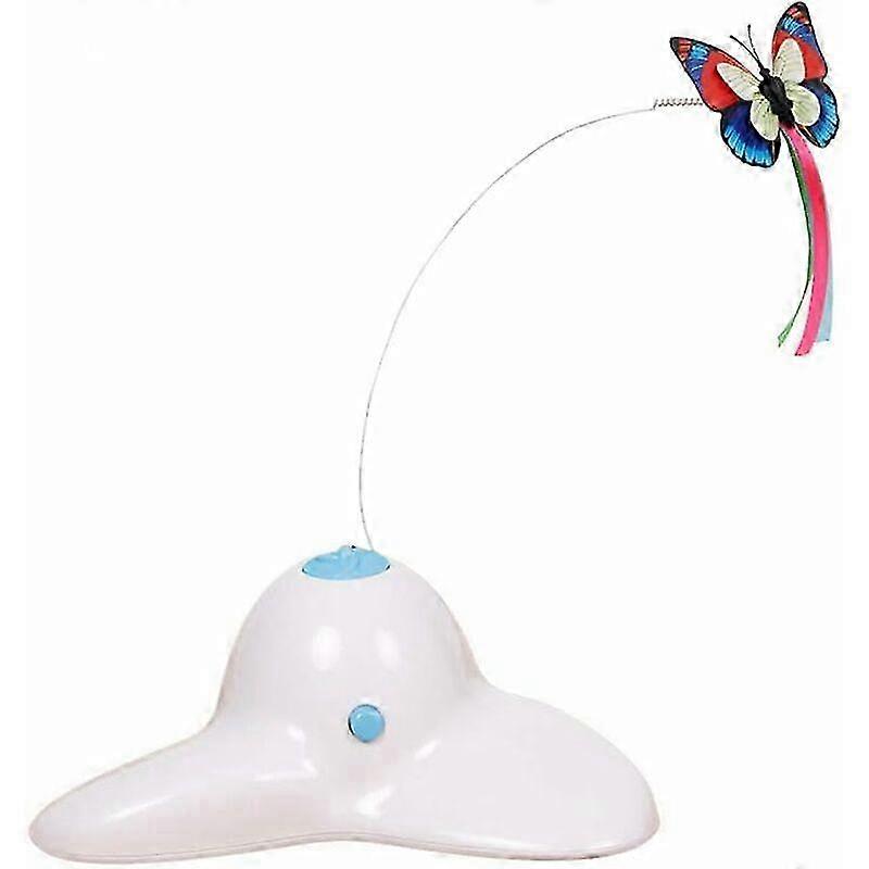 Indoor Interactive Cat Toy with 360Rotating Butterfly(White)