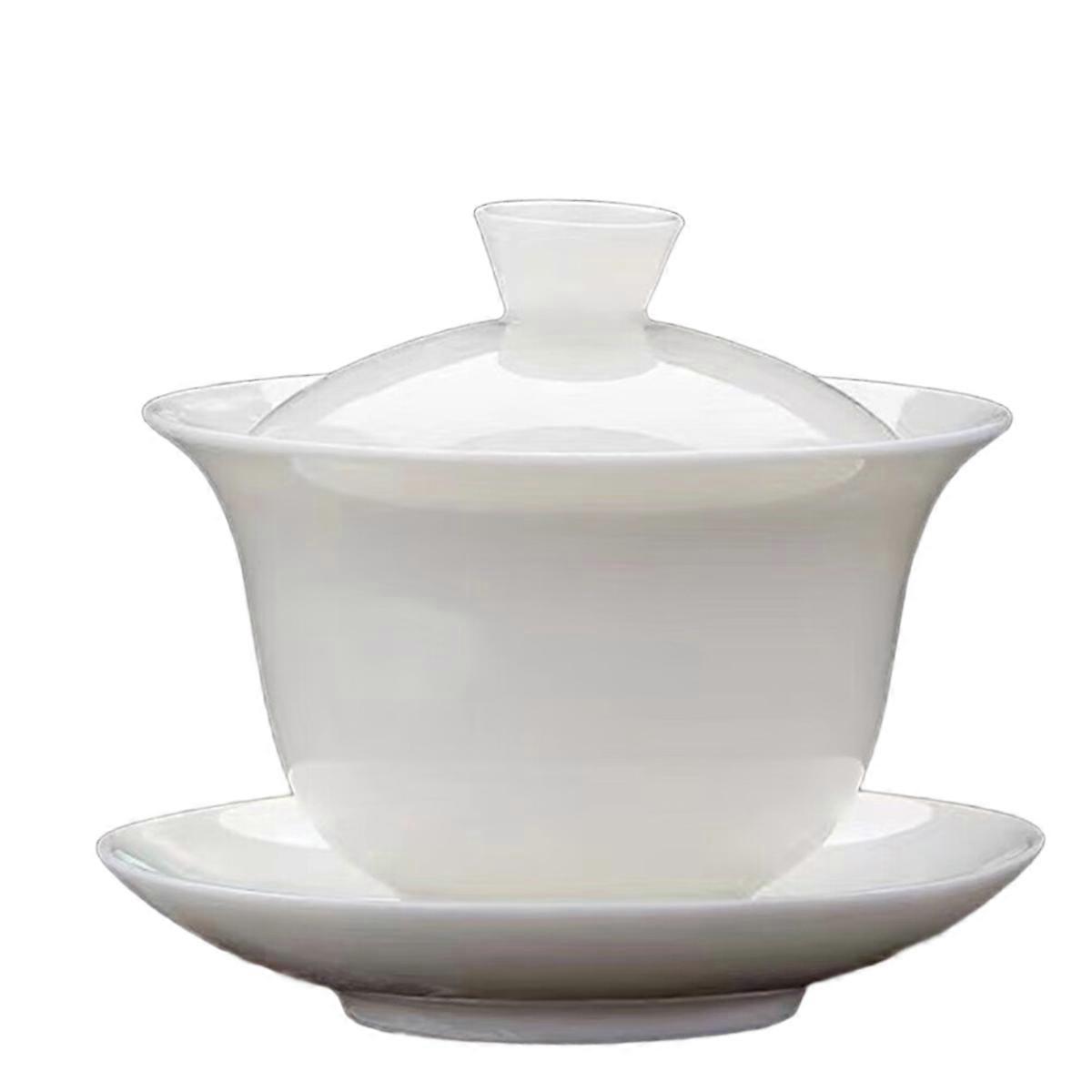 Sheep Fat Jade White Porcelain Tea Tureen with Lid