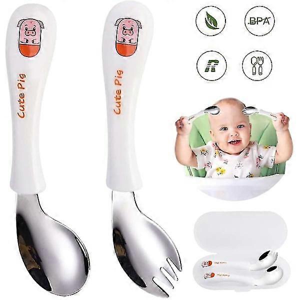 キッズフォーク&スプーンカトラリーセット304ステンレススチール収納ボックス付き、旅行用品