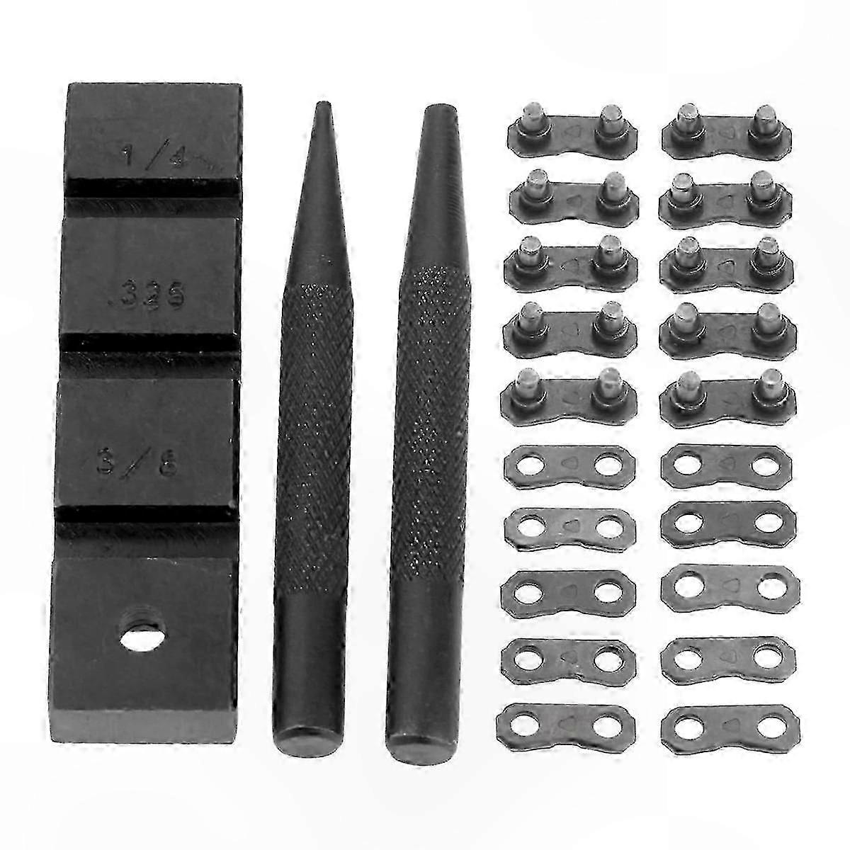 3-Piece Chainsaw Maintenance Tool Kit with 10 Sets of 0.325" Chain Links for Repair and Mending