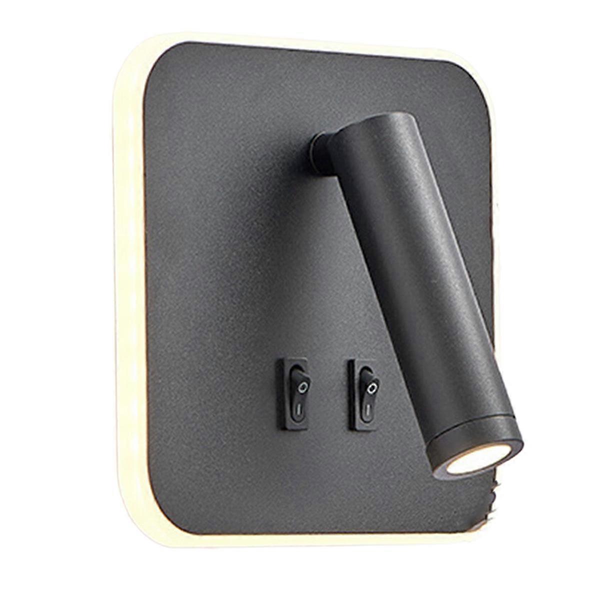 Mounted Eye Protection Rotatable Wall Reading Light Full Spect Spotlight LED Lamp Sconce Bedside Square Black