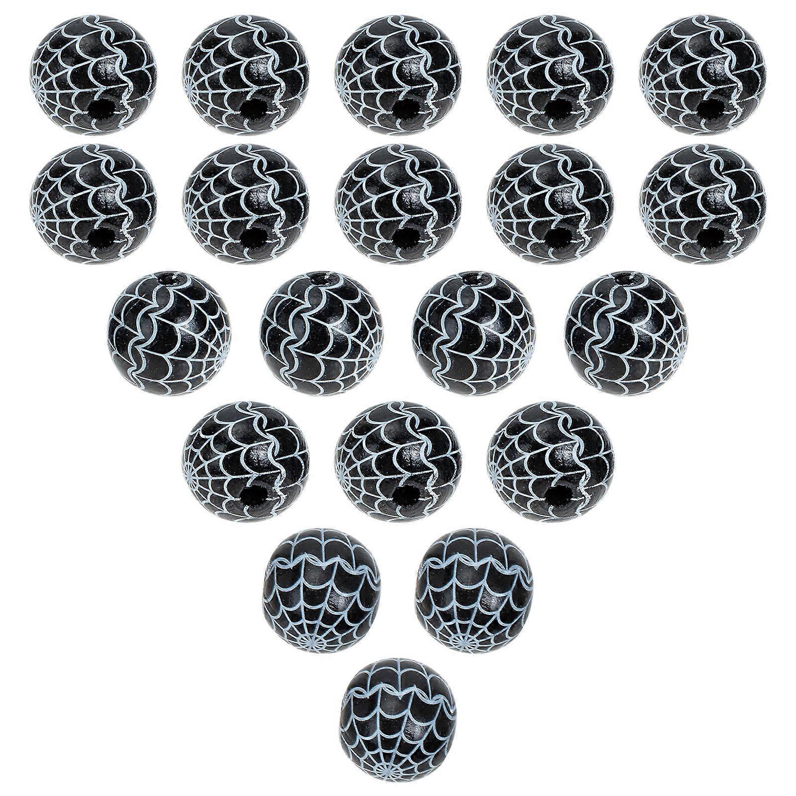 Round Wooden Beads 50Pcs Halloween Style DIY Craft Making Bead Projects 1.8x1.8x1.8cm Perfect For Family Friends