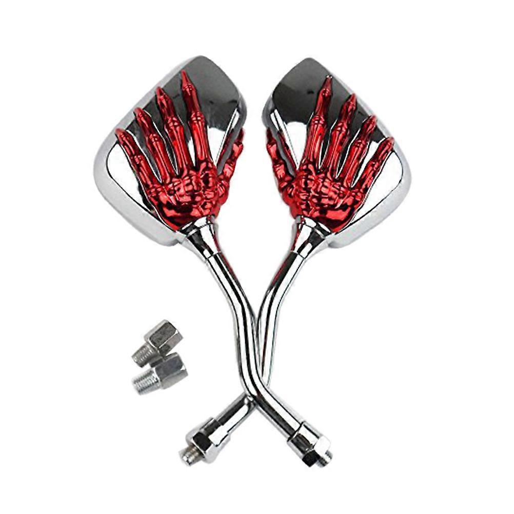Motorbike Black Mirror Skull Skeleton hand Side Mirrors Pair