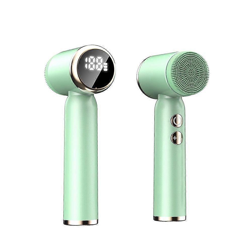 Rechargeable Facial Cleanser - 3-in-1 Electric Brush with Exfoliating Heads, LCD Display, and 3 Speed Settings(Green)