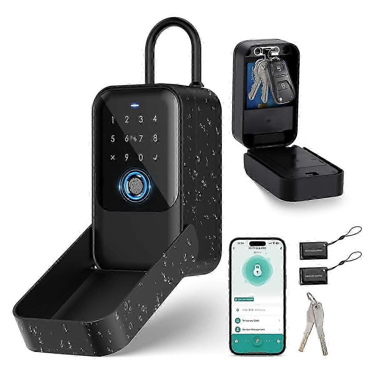 Smart Key Lock Box: Bluetooth Enabled with Fingerprint, Passcode, Access Card, Manual Key & APP Controlled Security