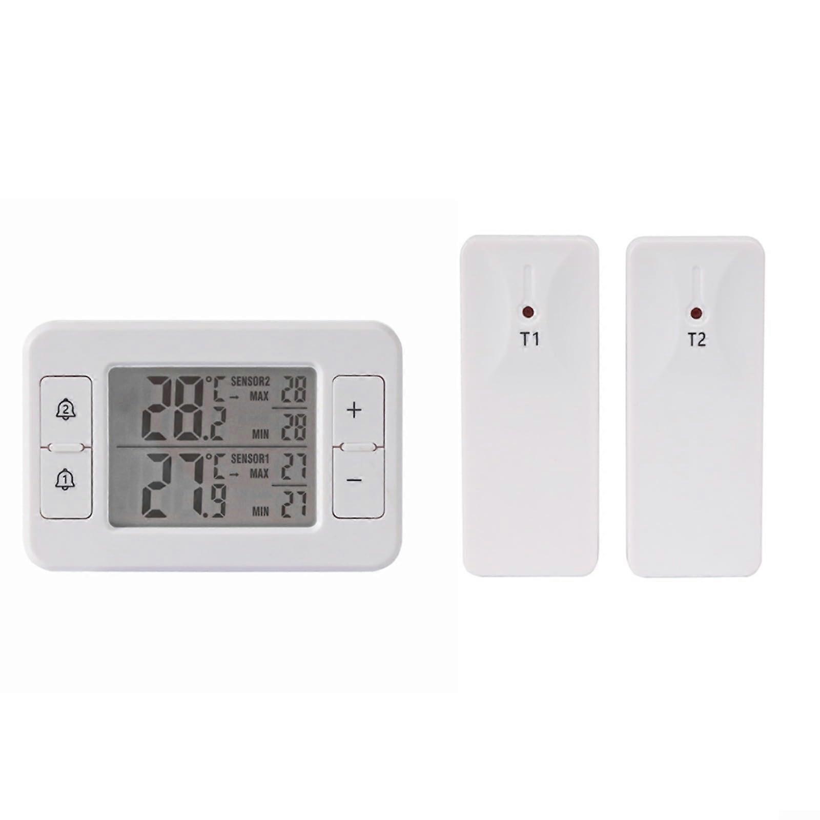 Indoor Outdoor Temperature Monitor With 2 Remote Sensors Wireless Digital Thermometer For Freezer And Wine Storage Home