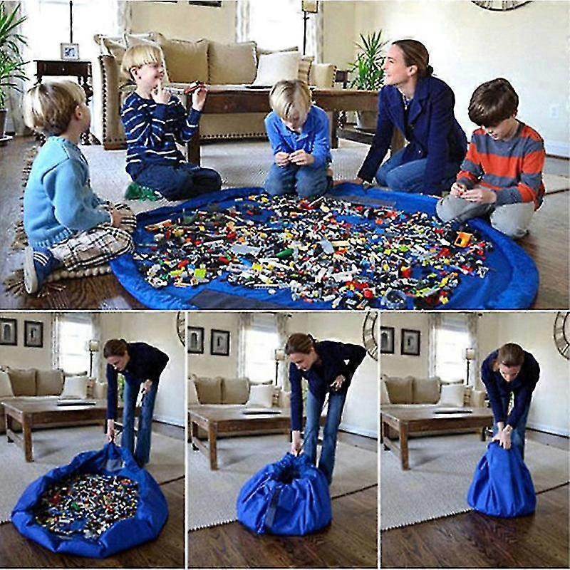 Playmat Toy Storage Bag with Drawstring, Portable, Blue, 1.5m for Kids 2025