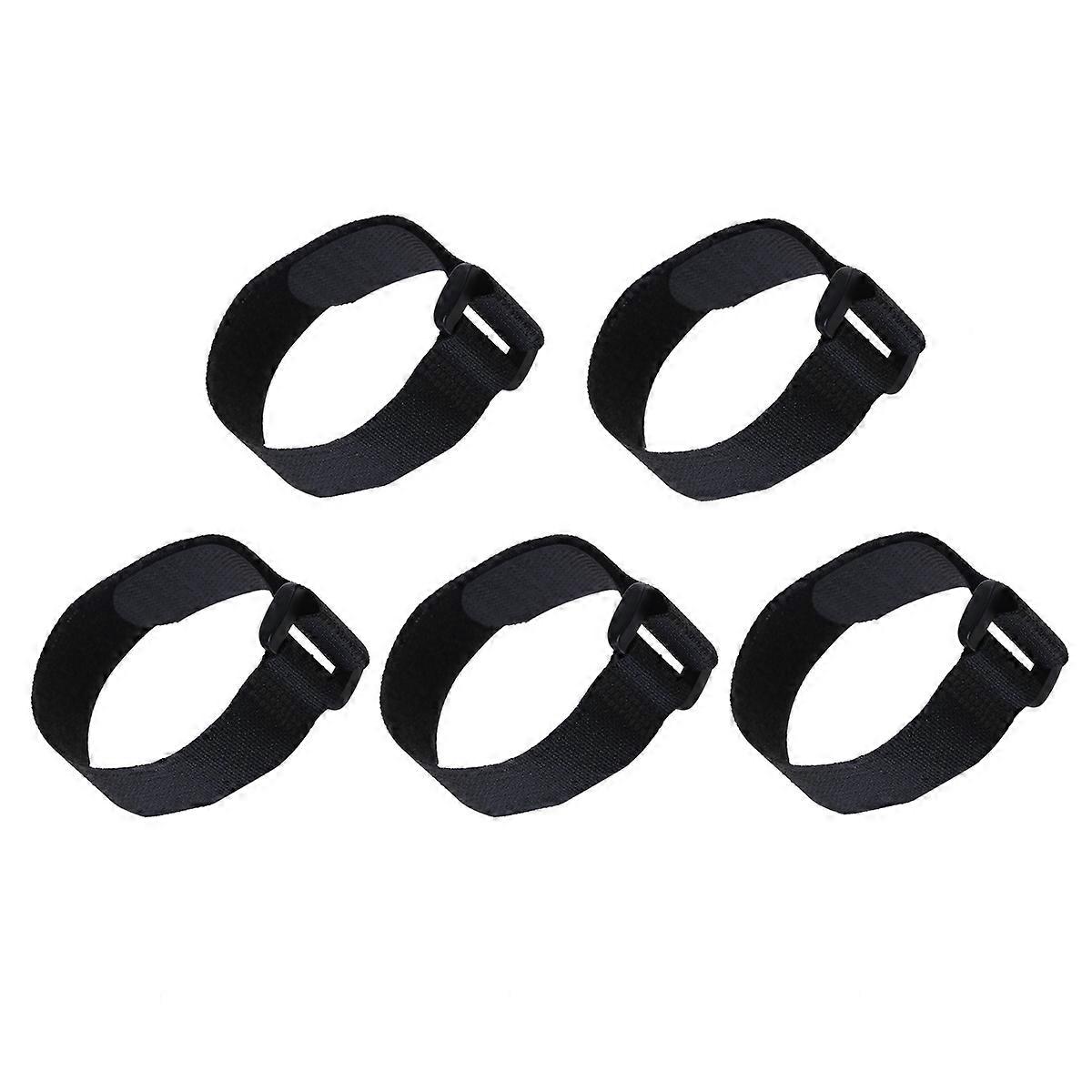 Hook and Loop Strap Cable Ties for Binding 5Pcs Black Durable Straps