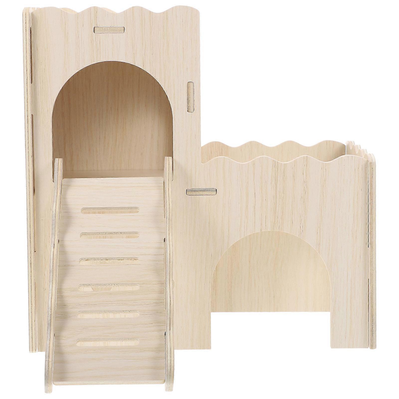 Hamster Ladder Platform Wood Hamster Hideout for Pets 2Pcs