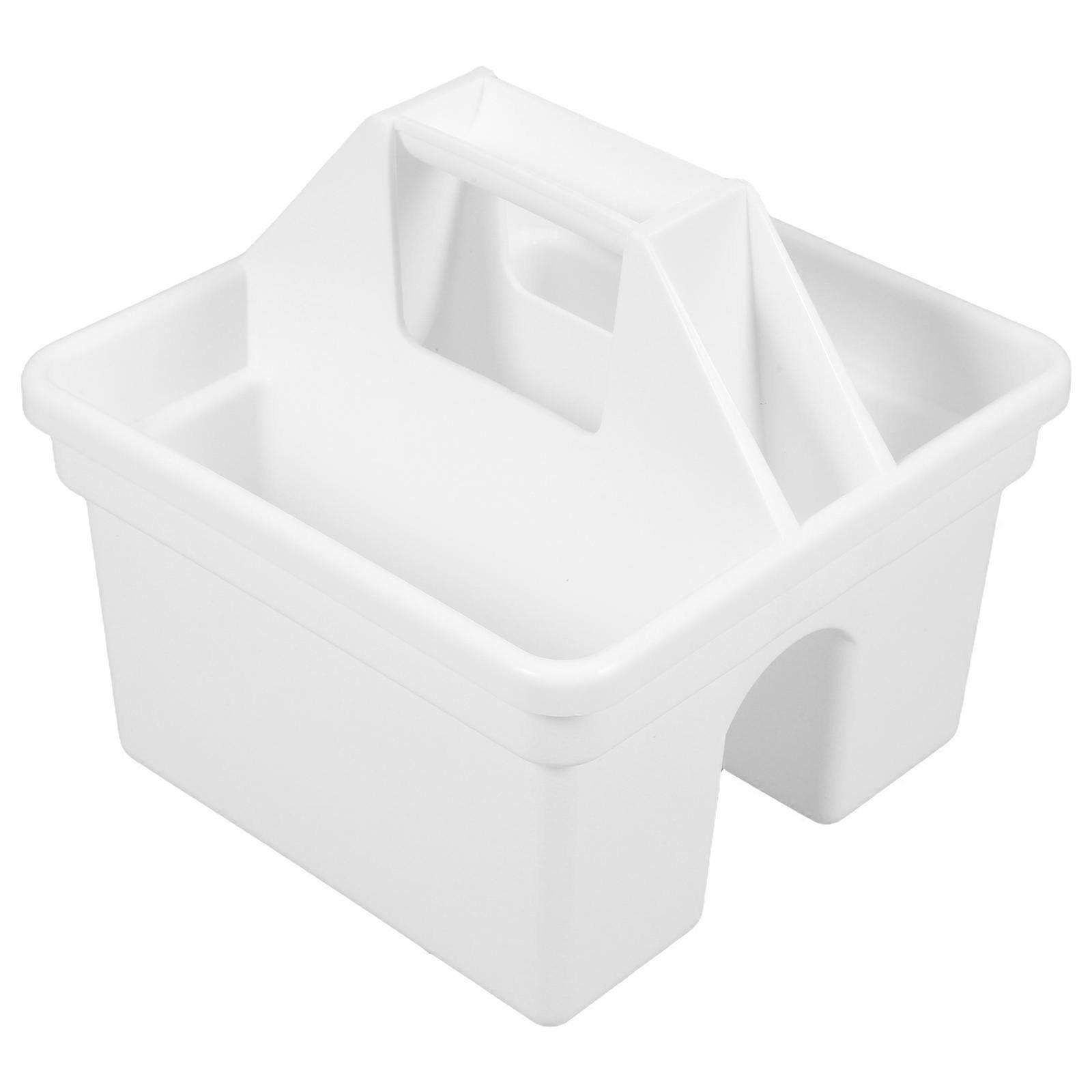 PP Plastic Caddy Organizer with Handle for Craft Storage 3Pcs White Desktop